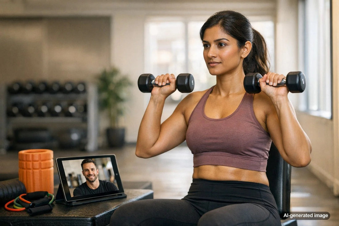 Coach assisting shoulder-friendly upper-body training