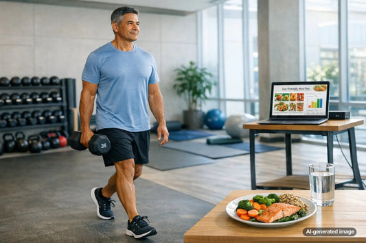 Healthy foods arranged to support gut health and steady energy