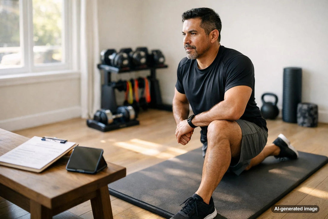 Personal trainer working with a client at home