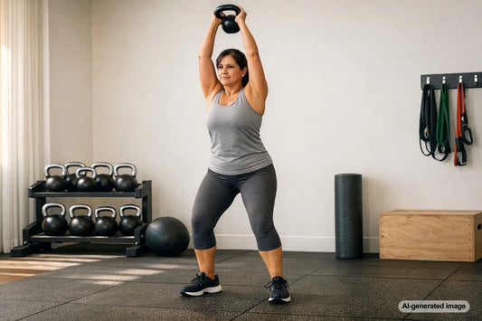 Person training with a kettlebell for full body conditioning