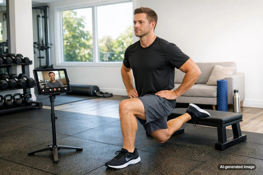Personal trainer coaching an adult client during a strength session