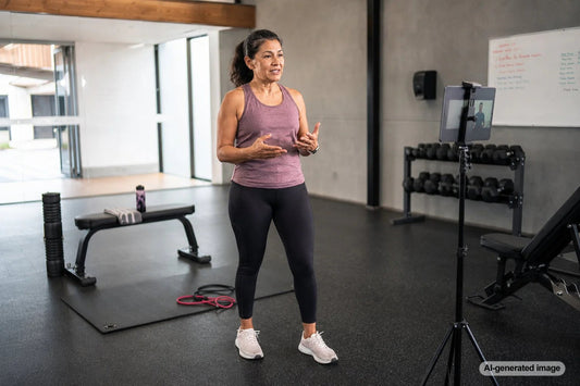 Personal trainer coaching an adult through strength training for muscle definition