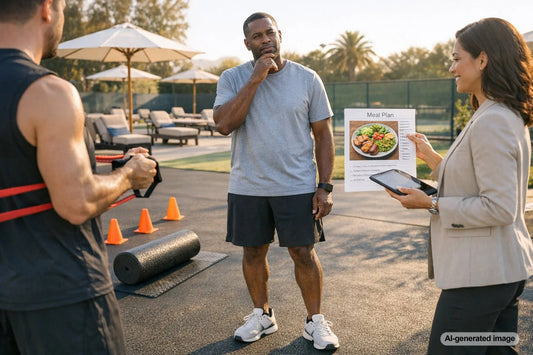 Personal trainer and dietitian guidance for weight loss