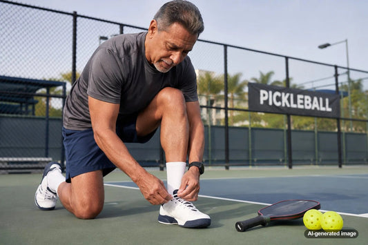 Pickleball player footwear on a court