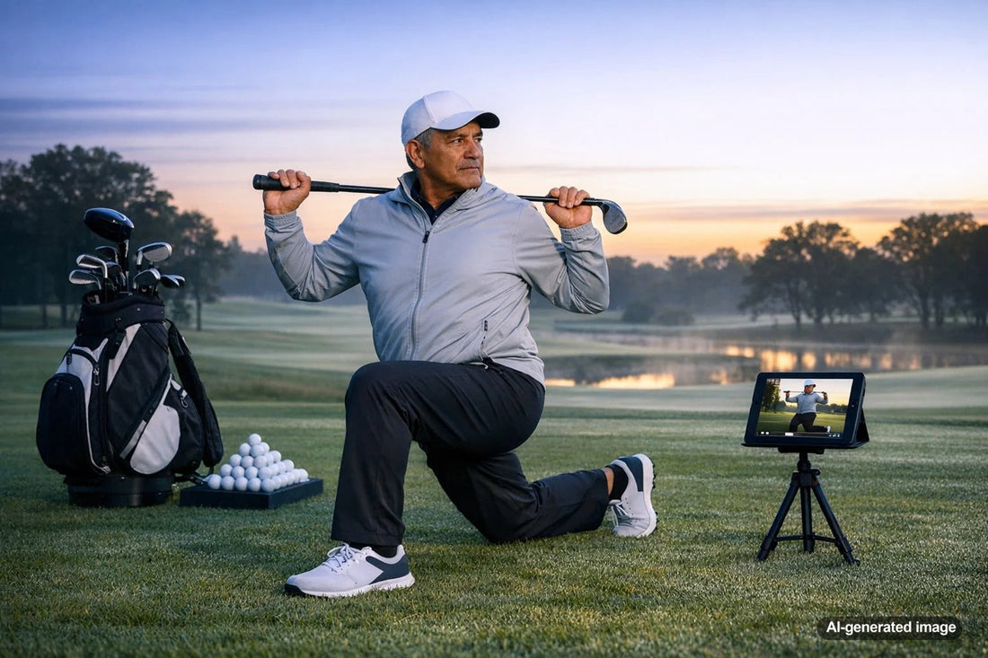 Golfer warming up before an early morning tee time