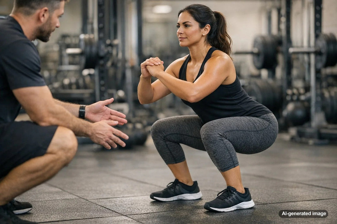 Person practicing squat form with knees aligned