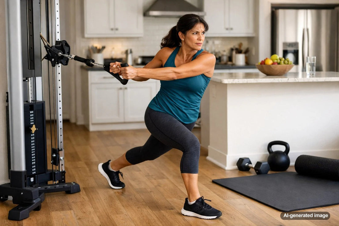 Adult athlete training rotational power with a medicine ball