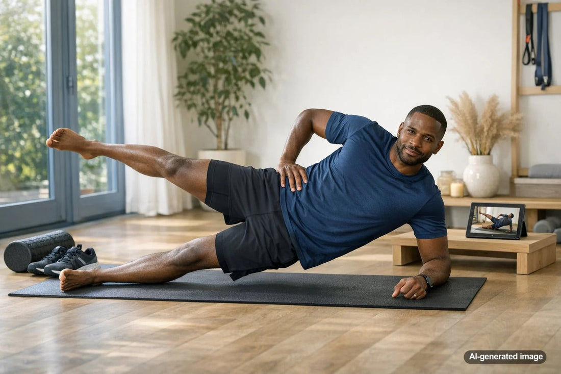 Runner on a road focusing on lower-body strength and knee-friendly movement