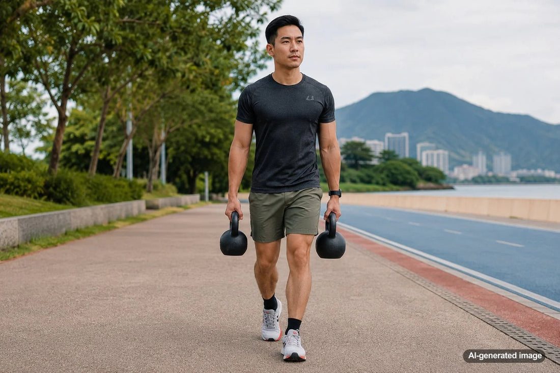 Runner building upper-body strength to support running posture and arm movement