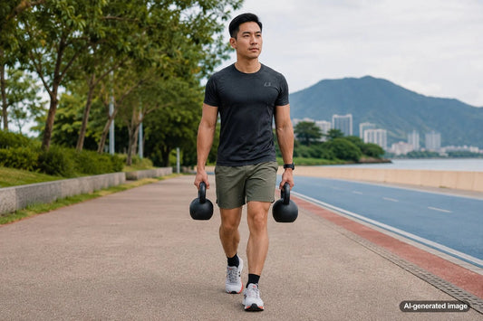 Runner building upper-body strength to support running posture and arm movement