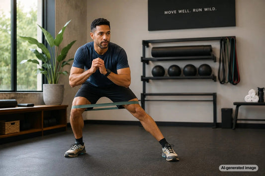 Trail runner moving across uneven terrain with strong lateral control
