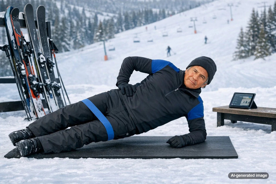 Downhill skier carving on snowy mountain terrain