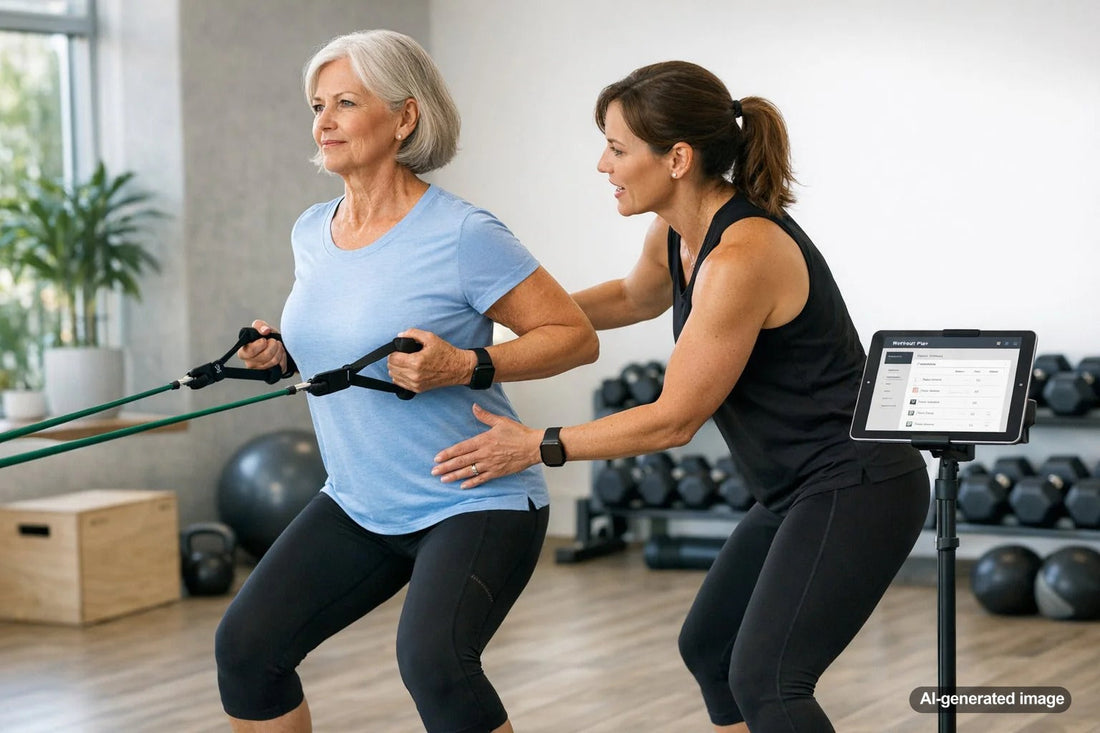 Coach guiding an athlete through strength and conditioning training