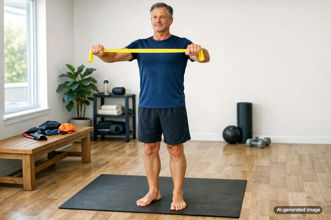 Open water swimmer recovering from neck stiffness after a long swim