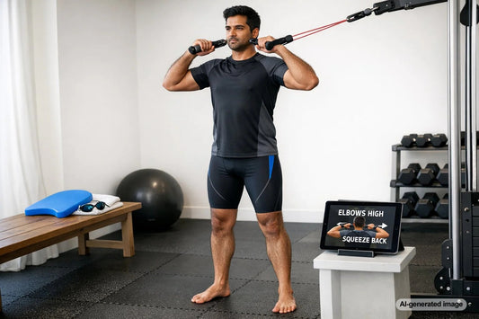 Swimmer training upper back strength for a more efficient stroke
