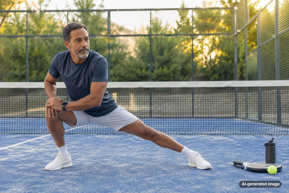 Tennis player moving laterally on court