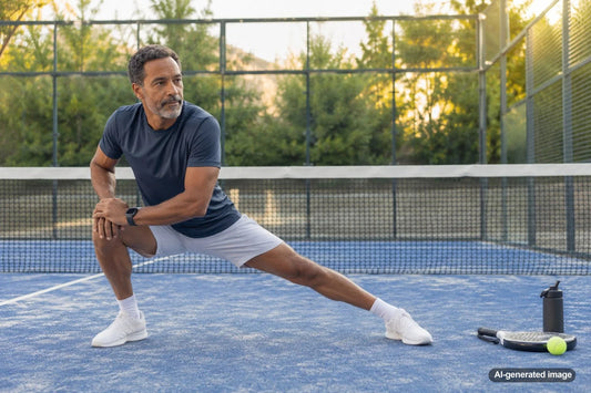Tennis player moving laterally on court