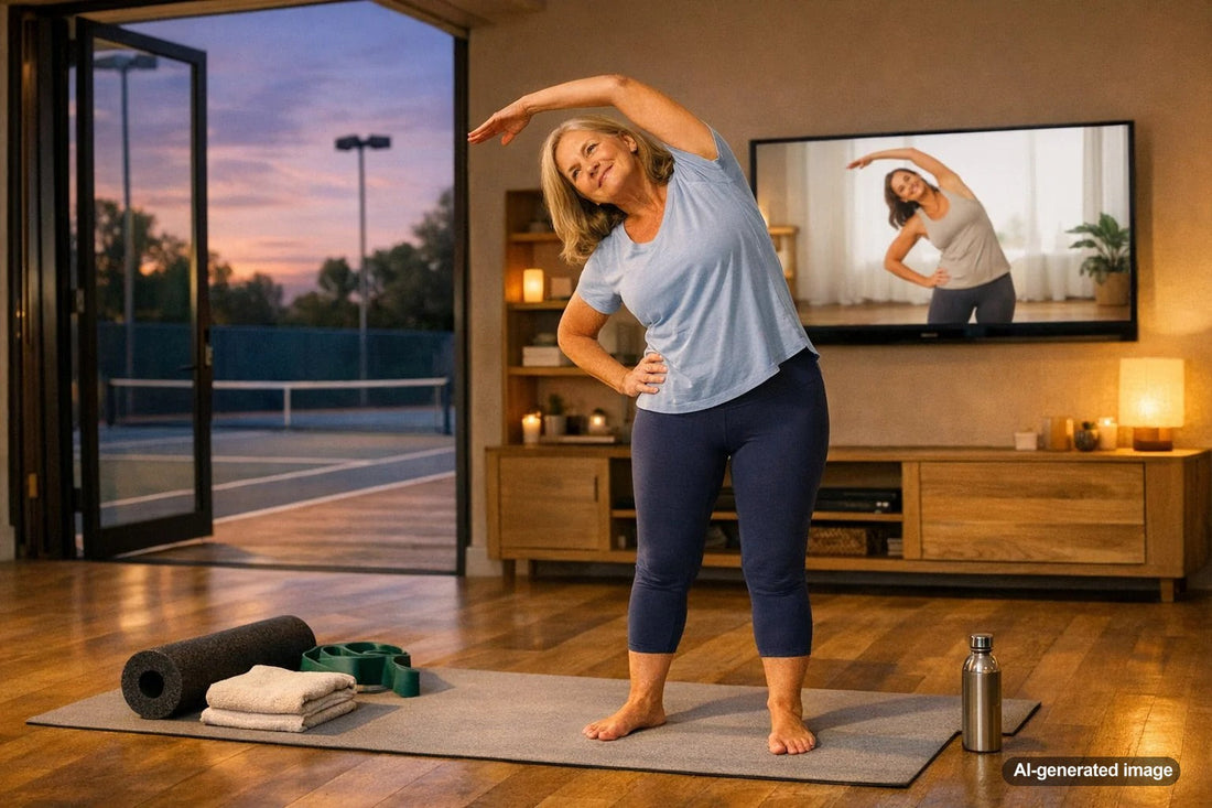 Adult doing a calming bedtime stretching routine