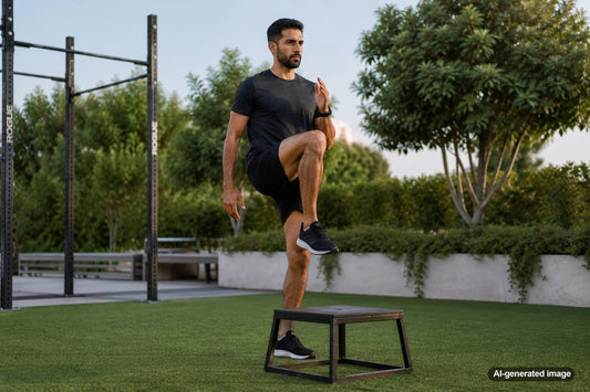 Adult performing a hip flexor strengthening exercise
