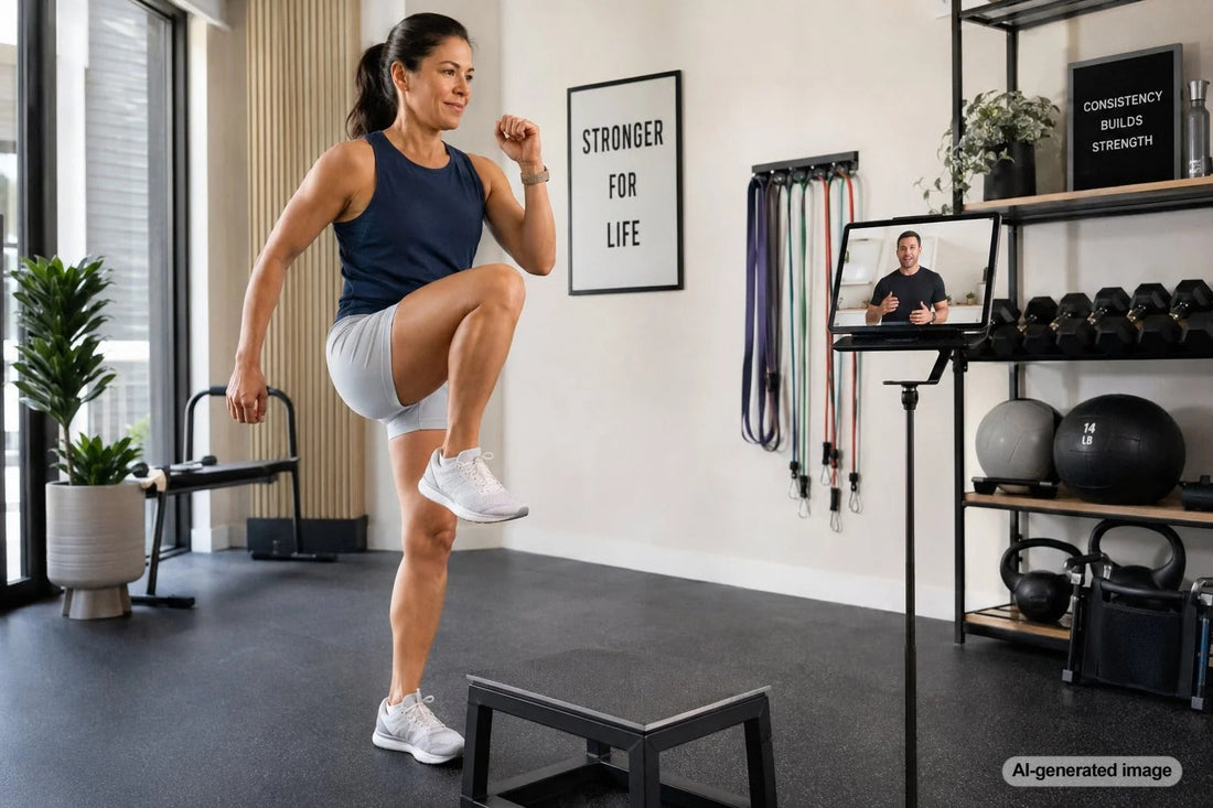 Adult over 50 performing a power-focused strength exercise