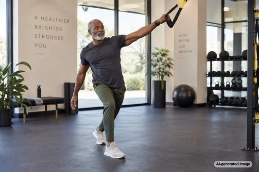 Adult performing a gentle morning mobility routine