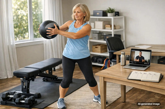 Adult performing a strength training workout in a gym