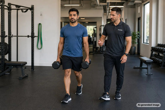 Beginner strength training session with a personal trainer