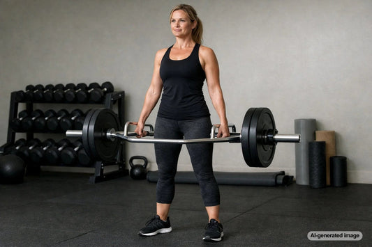Person training with weights to represent strength and mental resilience