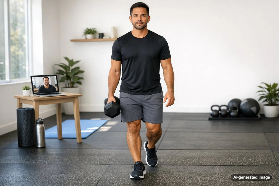 Adult exercising with a coach while building a balanced fitness routine
