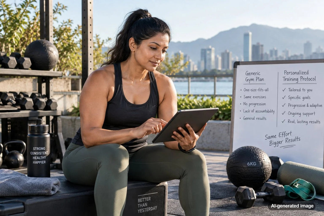 Adult following a personalized strength training protocol in a gym