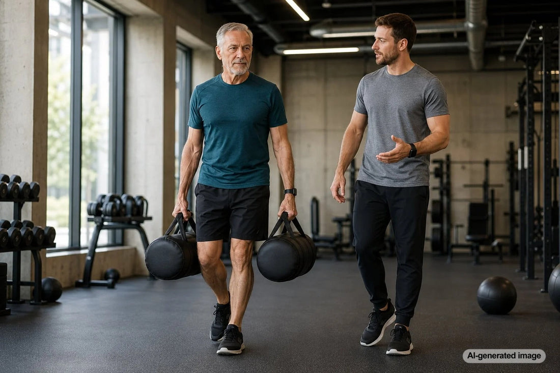 Coach reviewing a client's training progress