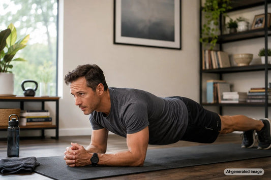 Person practicing core bracing during strength training
