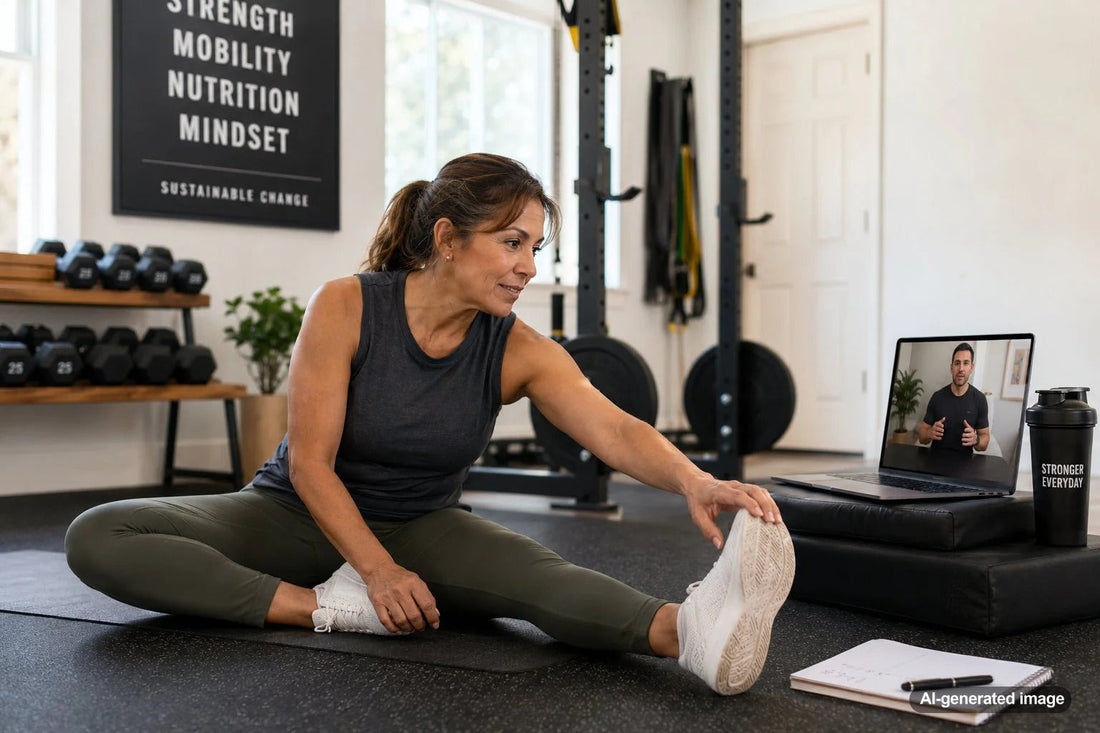 Adult working on controlled mobility and stretching