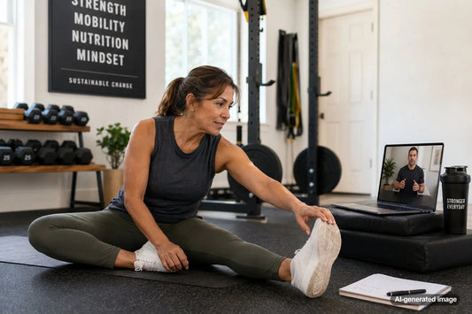 Adult working on controlled mobility and stretching