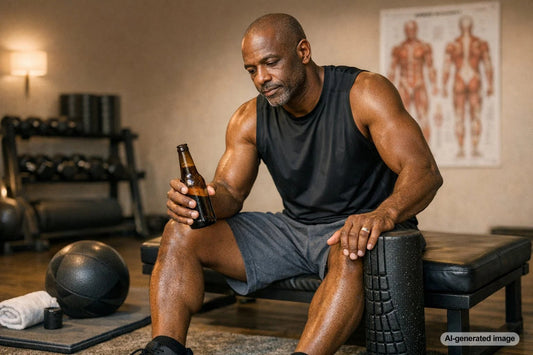 Adult considering how alcohol affects workout recovery