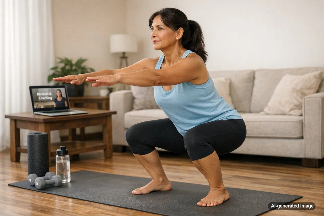Person practicing mindful movement during a fitness routine
