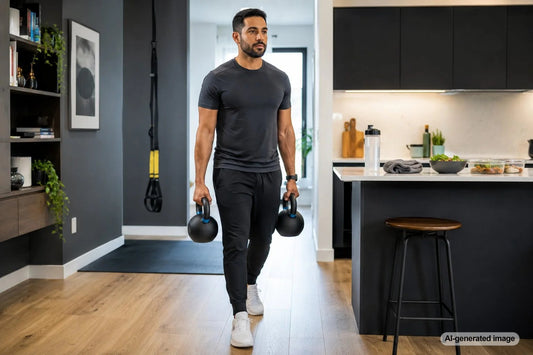 Adult performing a focused resistance training workout