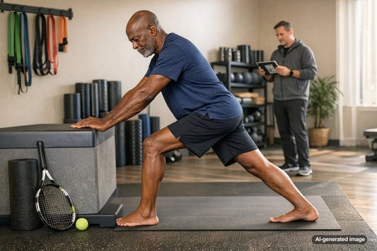 Person stretching the foot and lower leg to support mobility