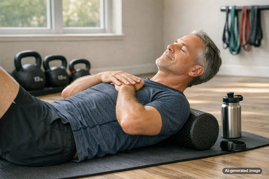 Adult resting calmly after a workout to support physical recovery