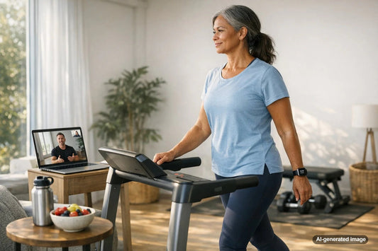 Adult doing steady Zone 2 cardio for heart fitness