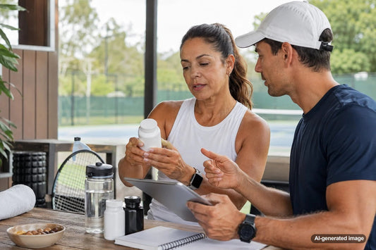 Healthy aging supplements beside fitness and nutrition items