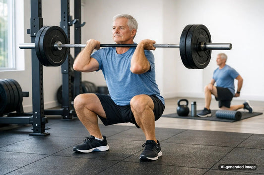 Person performing compound strength exercises in a gym