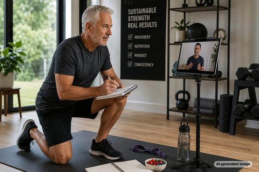 Personal trainer guiding a first weight loss coaching session