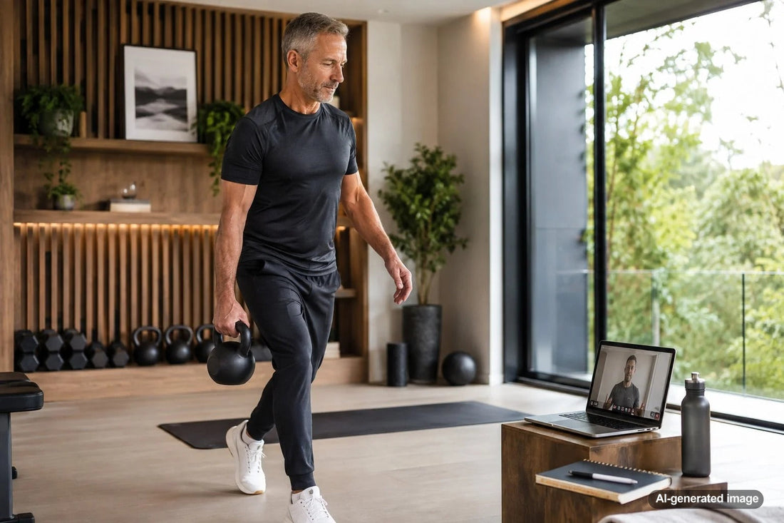 Private coach working with an adult on longevity-focused strength and mobility training
