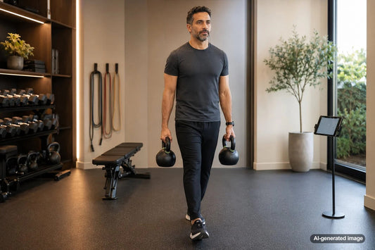 Adult rebuilding strength, balance, and athletic movement through controlled training