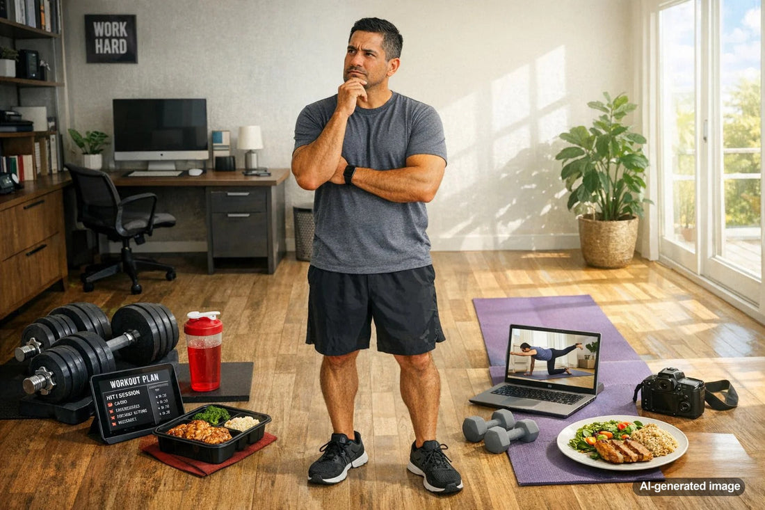 Person reflecting on fitness consistency and all-or-nothing thinking