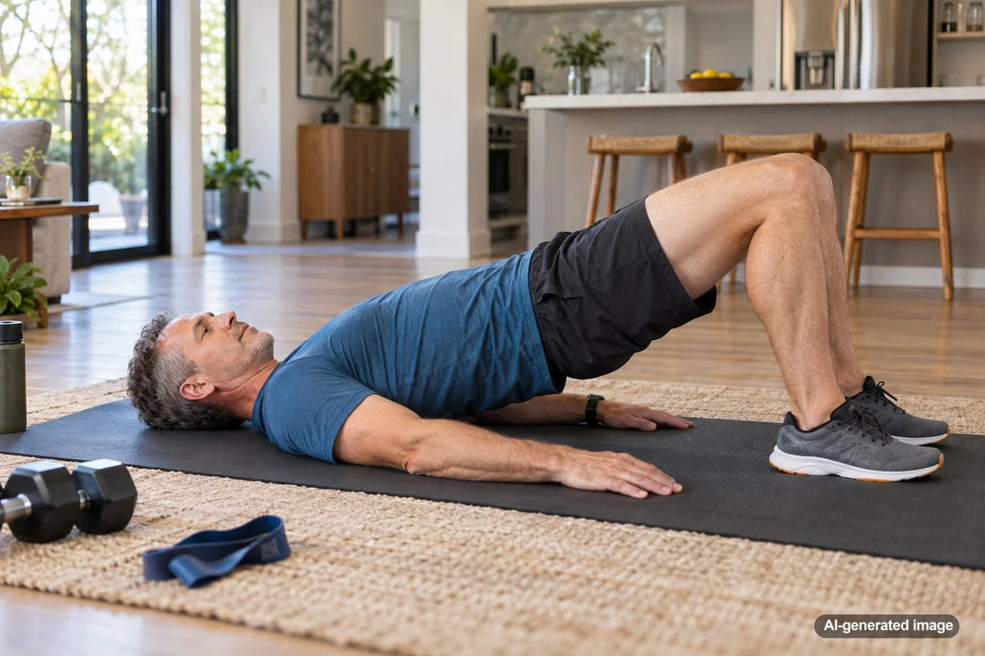 Adult exercising with controlled side-to-side movement during strength training
