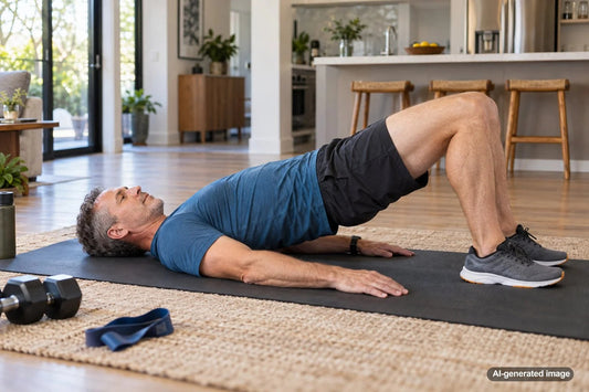 Adult exercising with controlled side-to-side movement during strength training