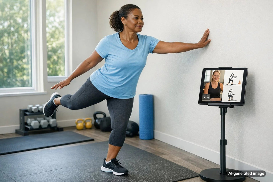 Adult practicing a balance exercise during training