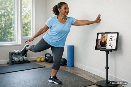 Adult practicing a balance exercise during training